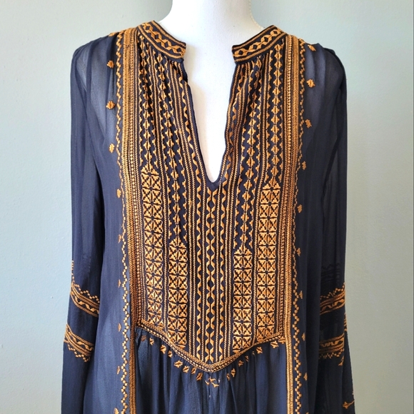 Calypso St Barth Tunic | Navy with Gold Accents - Picture 4 of 8